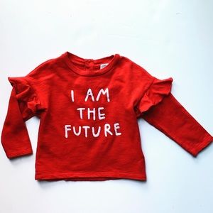 “I AM THE FUTURE” Sweatshirt with Ruffle Detail